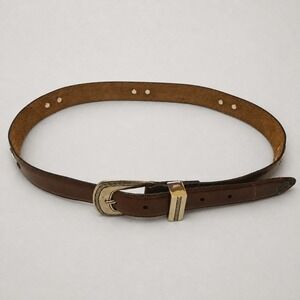 Leather Custom Belt W/ Abstract Brass Starfish Buckle Hippie Vintage BRASS BELT BUCKLE HIPPY 1960 main image 4
